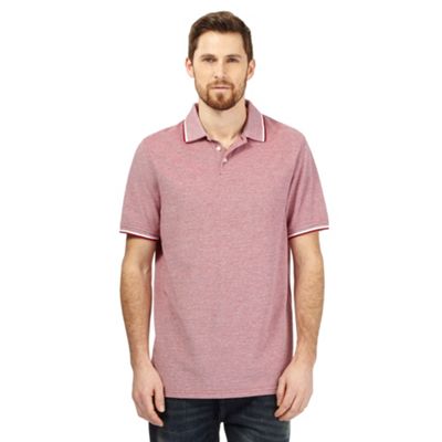 Maine New England Dark red plain tipped collar pique polo shirt